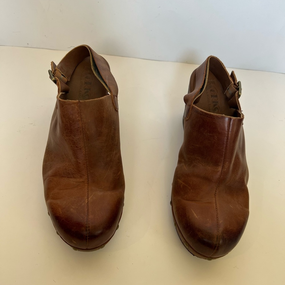 Kork size 6 brown block heel slip on….